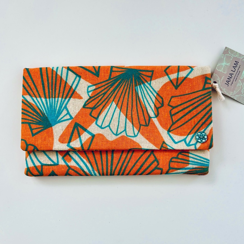 JANA LAM Hawaiian Print Foldover Clutch